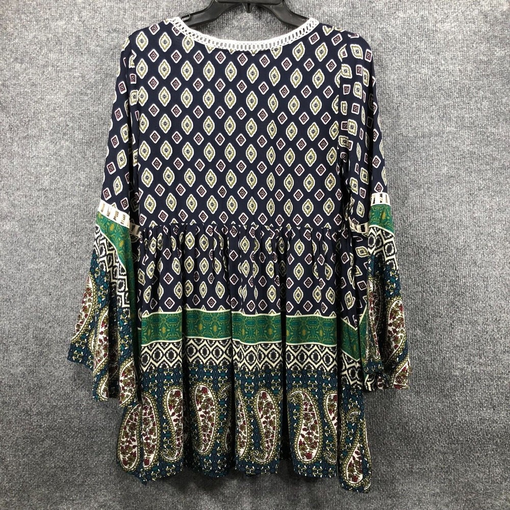 UMGEE USA Blouse Women's Size S Boho Tunic V-neck Crocheted Neckline Ruffle - Picture 2 of 13